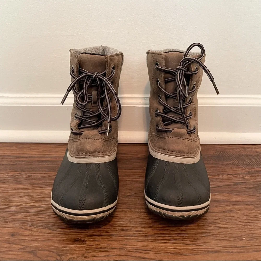 Sorel Slimpack ll Lace Boot Sz 7.5 Leather Winter Duck Boot Lace Up